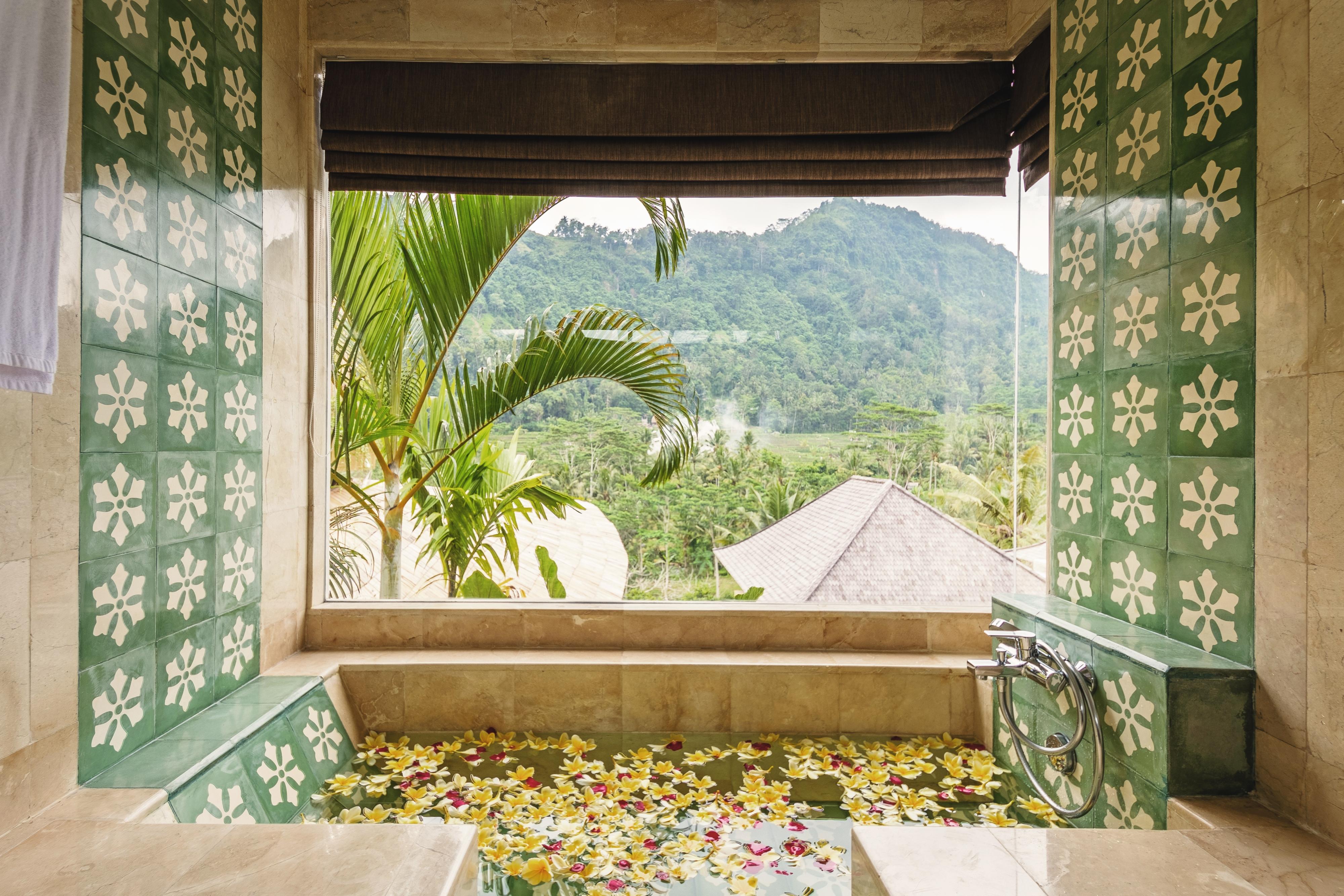 Wapa di Ume Sidemen Sidemen (Bali) Exterior foto A view of the mountains from the bathroom of a suite at the Taj Bengal